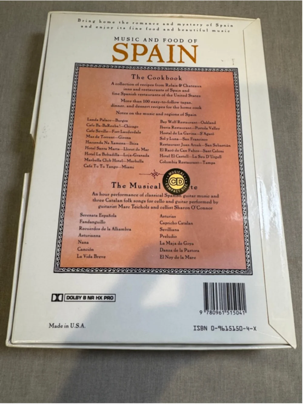 Sharon O'Connor's Music and Food of Spain Cookbook with CD Volume VI